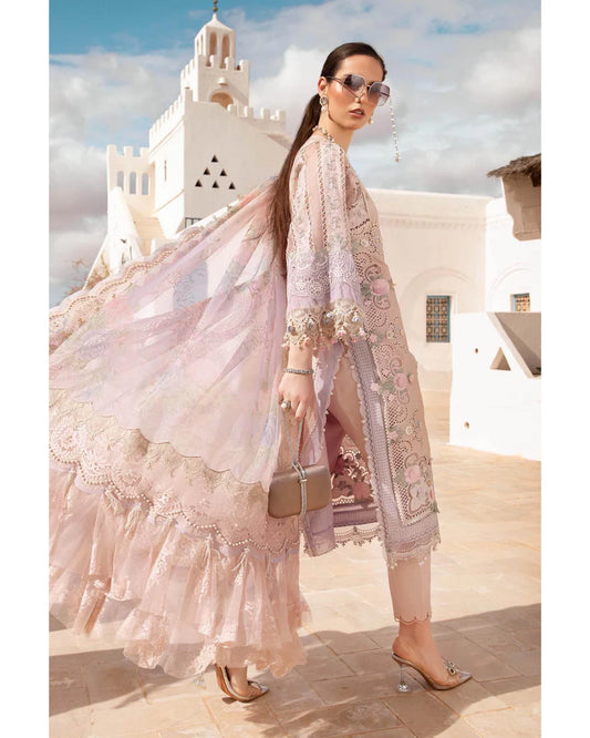 MARIA.B LAWN LUXURY UNSTITCHED EMB 3PC ROSE PINK
