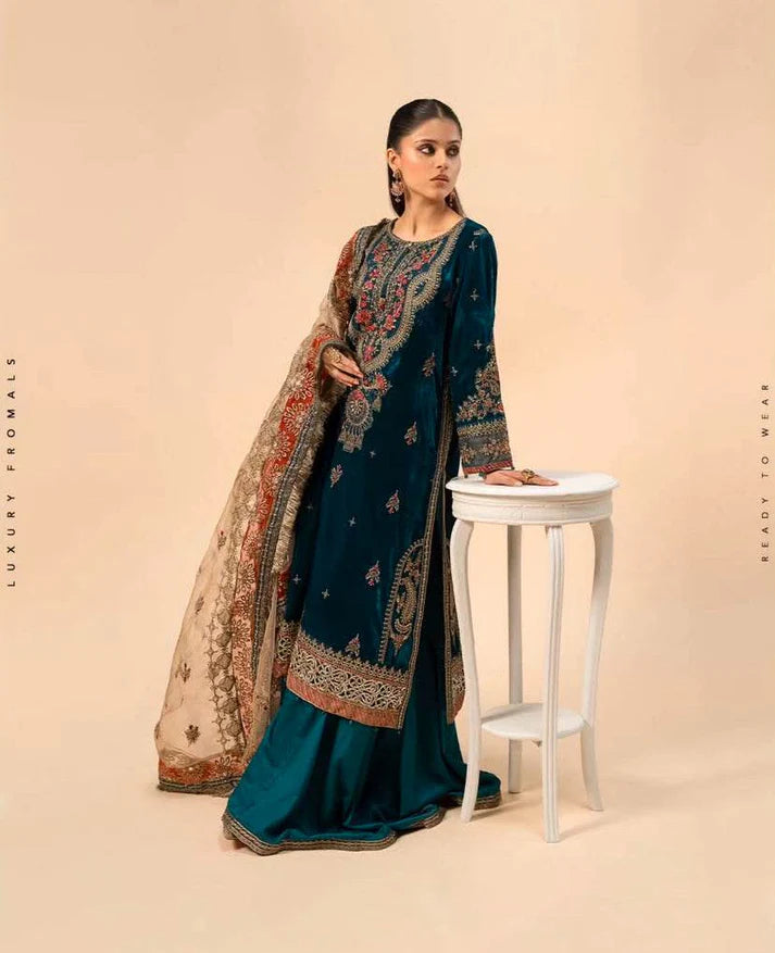 MARIA.B VELVET UNSTICHED EMB 3PC