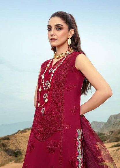 CRIMSON LAWN UNSTITCH EMB 3PC LILLIE DE JONG-CHERRY (3A)
