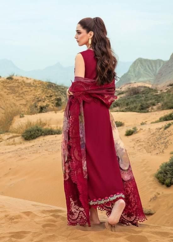 CRIMSON LAWN UNSTITCH EMB 3PC LILLIE DE JONG-CHERRY (3A)