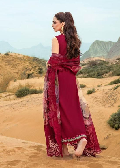 CRIMSON LAWN UNSTITCH EMB 3PC LILLIE DE JONG-CHERRY (3A)