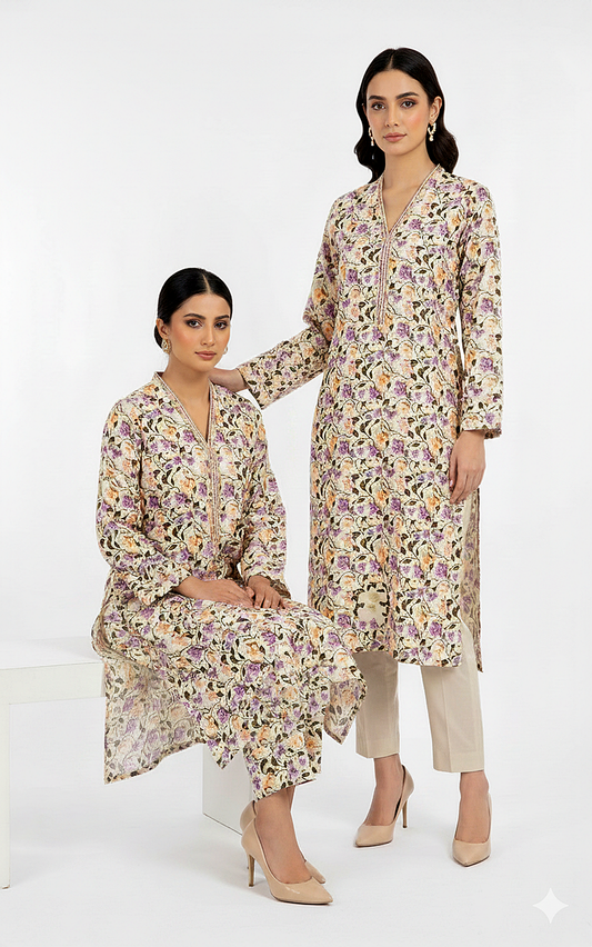 Unstitched Stone Linen Two Piece