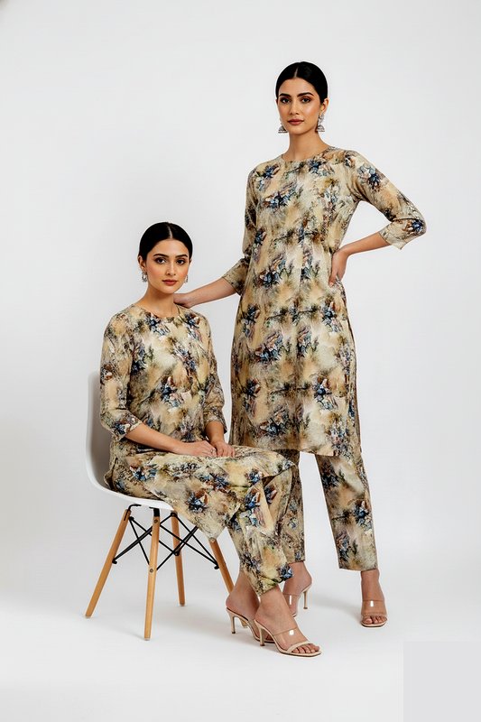 Unstitched Stone Linen Two Piece