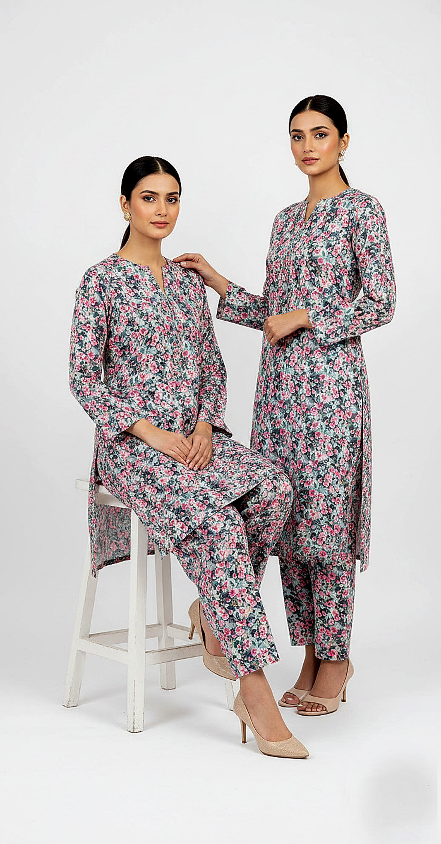 Unstitched Stone Linen Two Piece