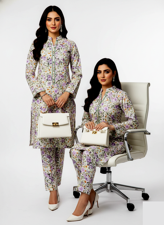 Unstitched Stone Linen Two Piece