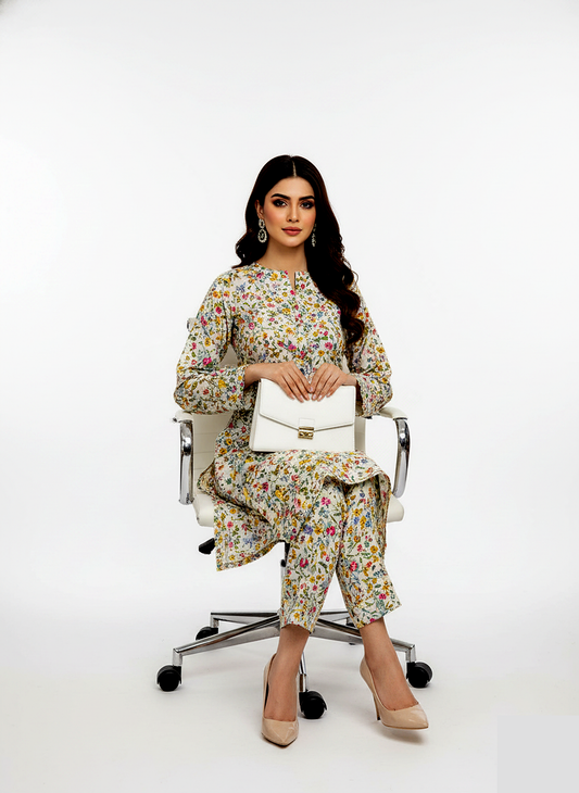 Unstitched Stone Linen Two Piece