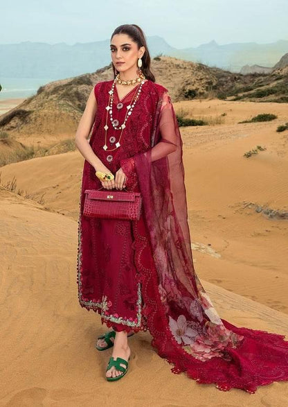 CRIMSON LAWN UNSTITCH EMB 3PC LILLIE DE JONG-CHERRY (3A)