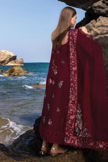 CRIMSON LAWN UNSTITCH EMB 3PC PARSI THREADS (D5-B)