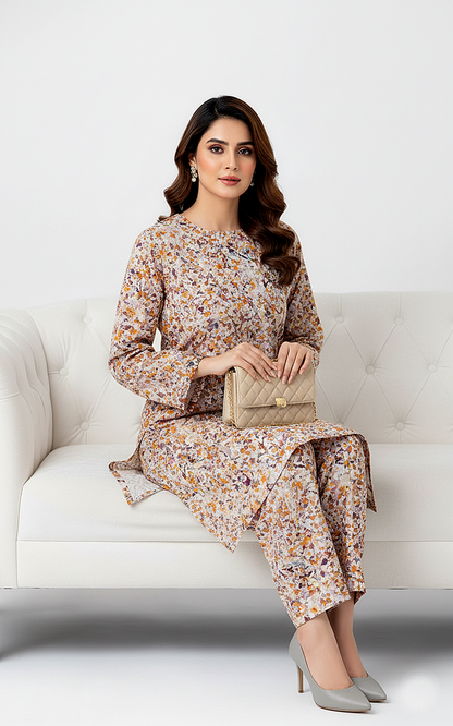 Unstitched Stone Linen Two Piece