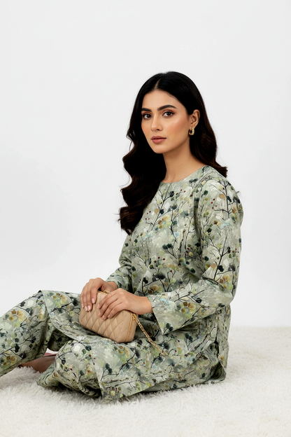 Unstitched Stone Linen Two Piece