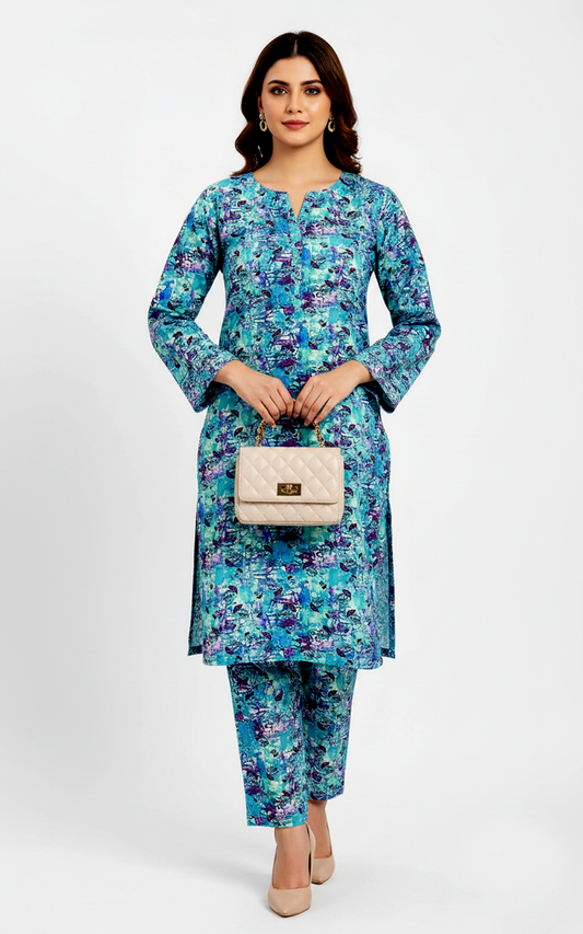 Unstitched Stone Linen Two Piece