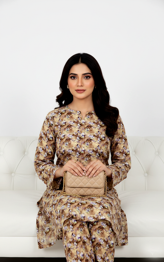 Unstitched Stone Linen Two Piece