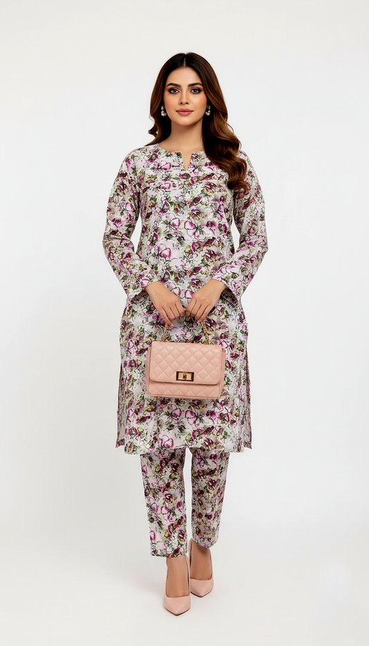 Unstitched Stone Linen Two Piece