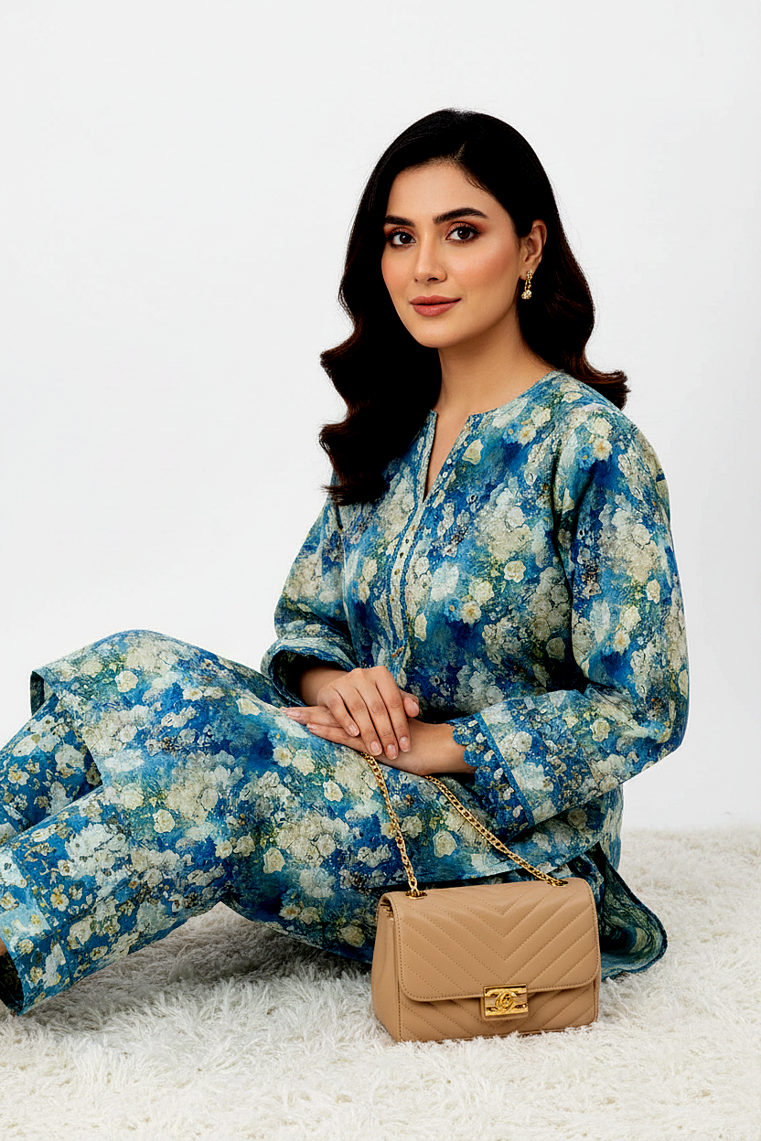 Unstitched Stone Linen Two Piece