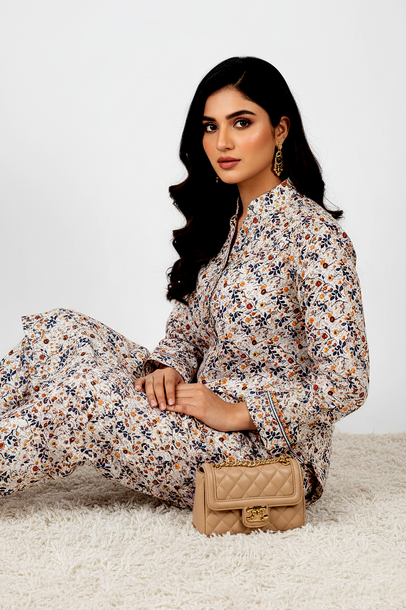 Unstitched Stone Linen Two Piece