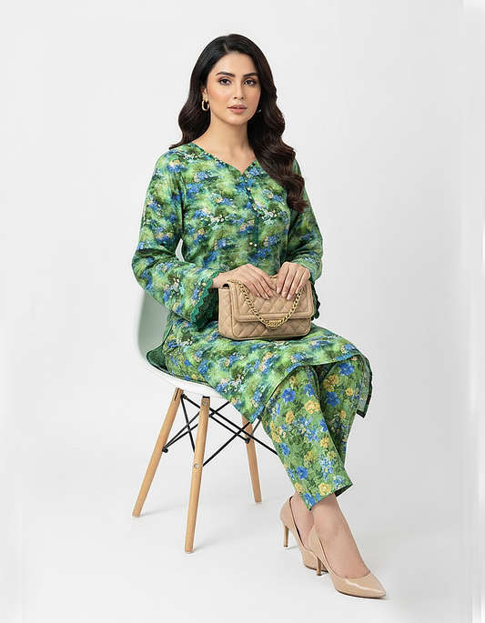 Unstitched Stone Linen Two Piece