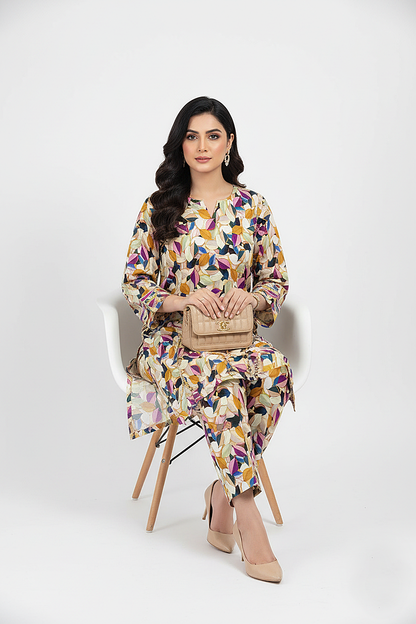 Unstitched Stone Linen Two Piece