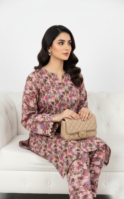 Unstitched Stone Linen Two Piece