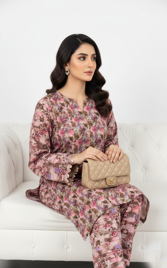 Unstitched Stone Linen Two Piece