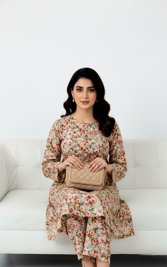Unstitched Stone Linen Two Piece