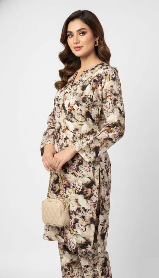 Unstitched Stone Linen Two Piece