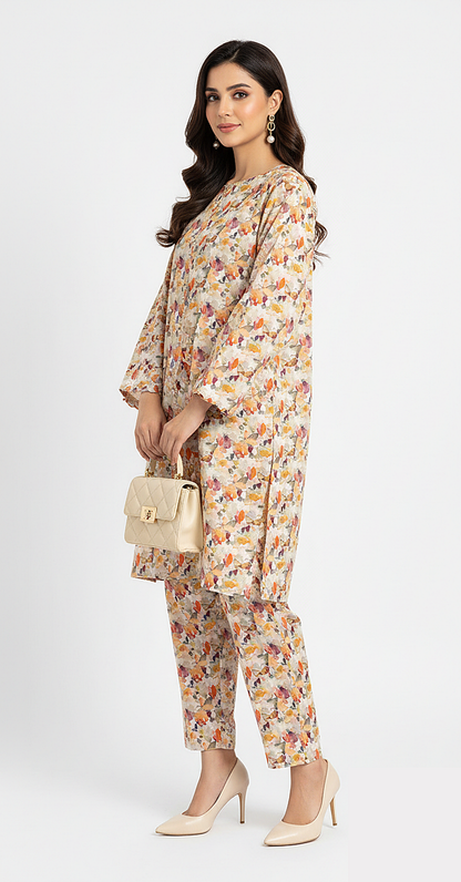 Unstitched Stone Linen Two Piece