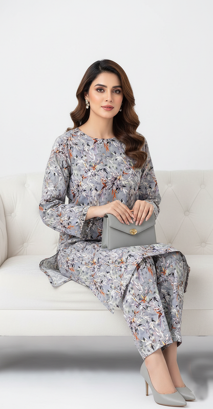 Unstitched Stone Linen Two Piece