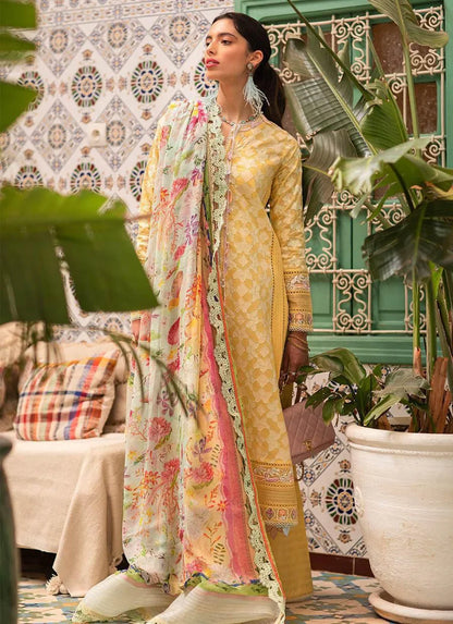 FARAH TALIB AZIZ LAWN UNSTITCH EMB 3PC BAHIA SUN (FTA-12)