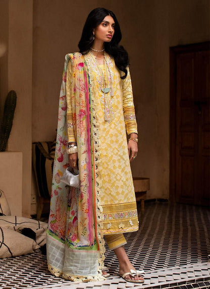 FARAH TALIB AZIZ LAWN UNSTITCH EMB 3PC BAHIA SUN (FTA-12)