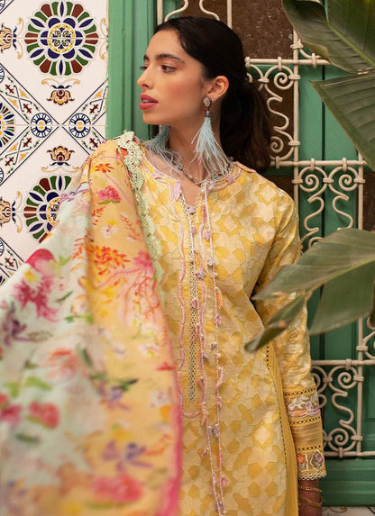 FARAH TALIB AZIZ LAWN UNSTITCH EMB 3PC BAHIA SUN (FTA-12)