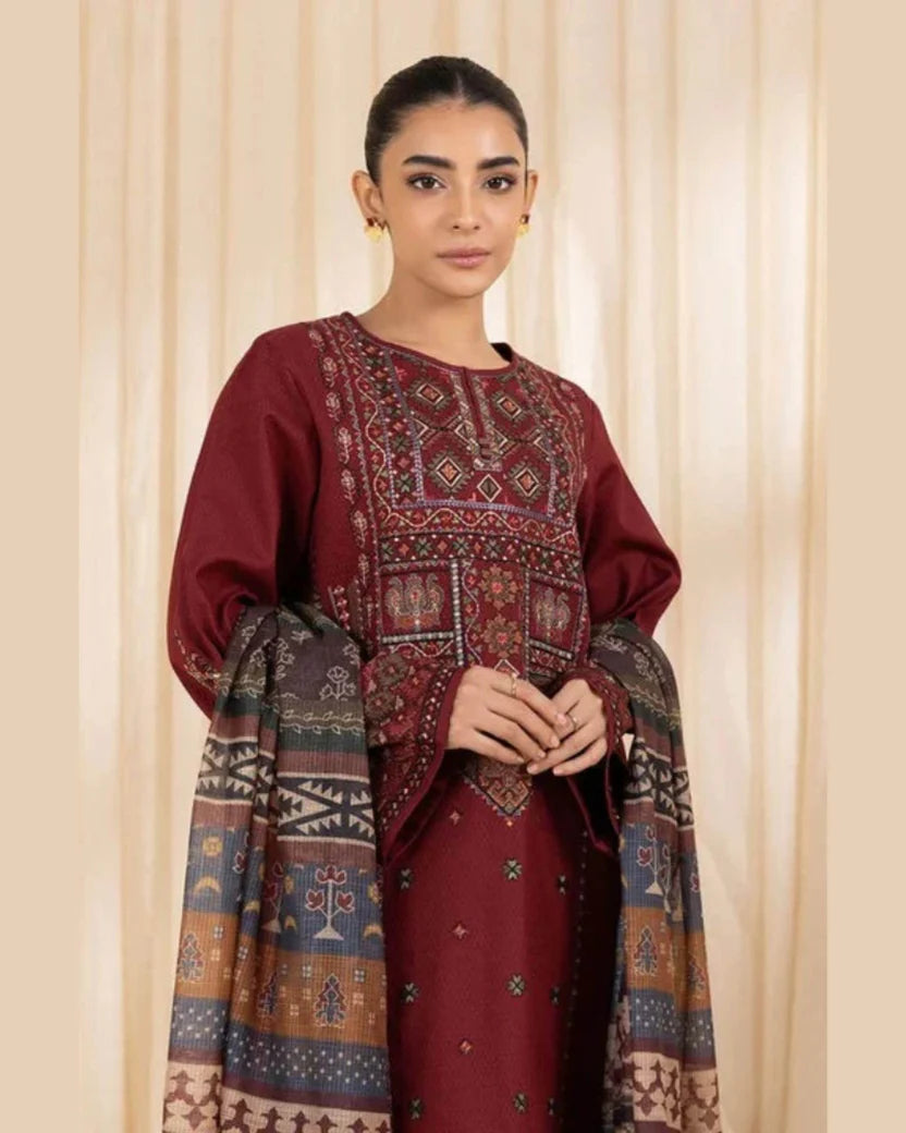 SAPPHIRE DHANAK UNSTITCHED EMB 3PC