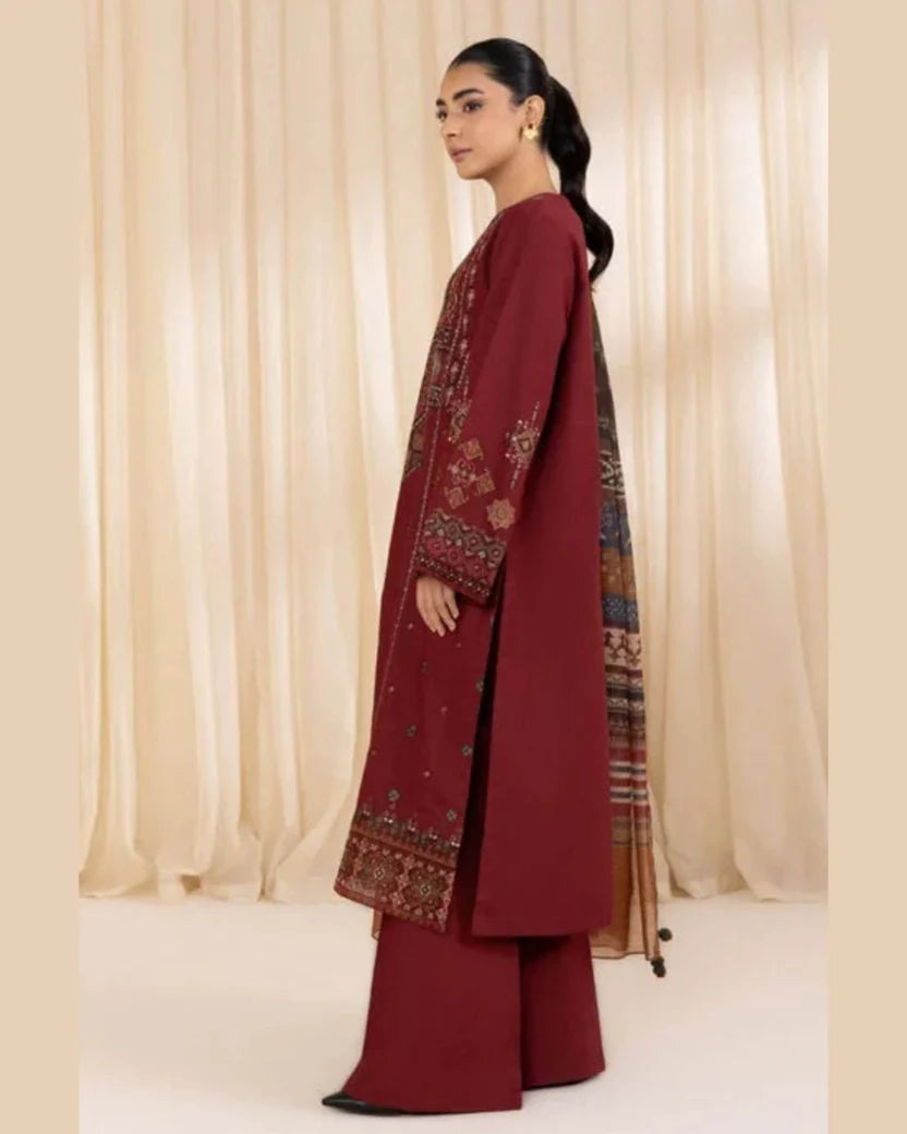 SAPPHIRE DHANAK UNSTITCHED EMB 3PC