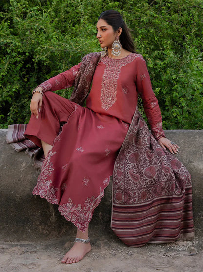 AIZEL DHANAK LUXURY UNSTITCHED EMB 3PC