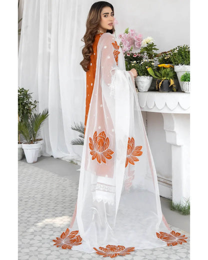 MOHAGNI LINEN UNSTITCHED EMB 3PC