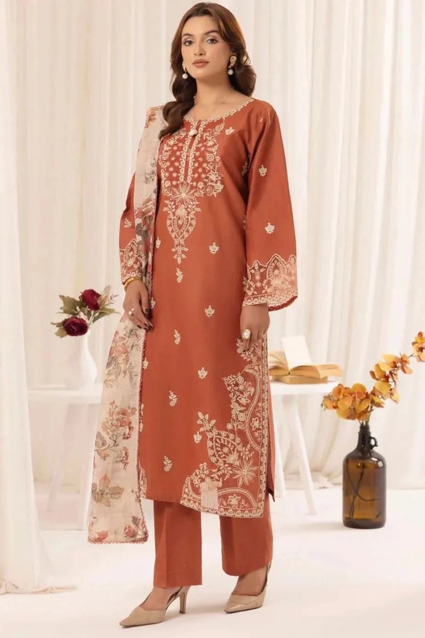 MUHAGNI DHANAK PREMIUM UNSTITCHED EMB 3PC