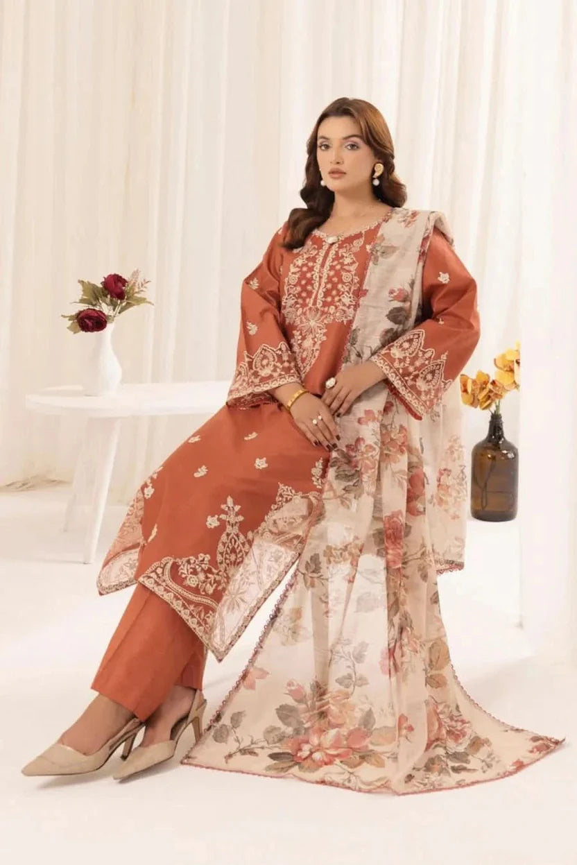 MUHAGNI DHANAK PREMIUM UNSTITCHED EMB 3PC