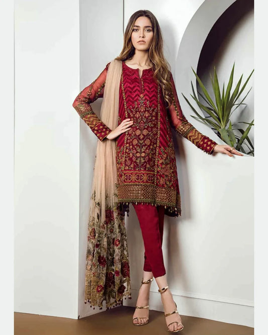 BAROQUE LINEN UNSTITCHED EMB 3PC
