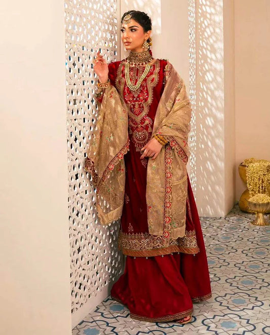 MARIA.B VELVET UNSTICHED EMB 3PC