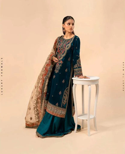 MARIA.B VELVET UNSTICHED EMB 3PC