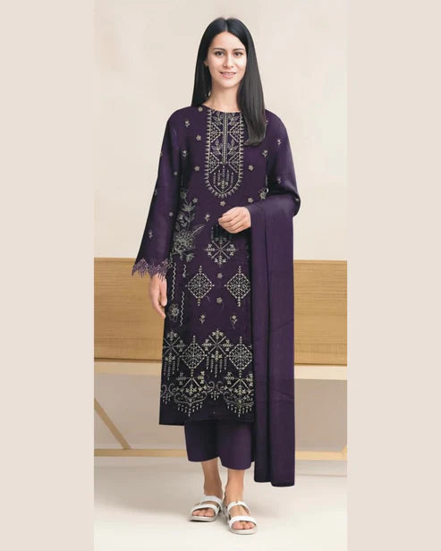 MIRAAL VOL#1 DHANAK UNSTITCHED EMB 3PC