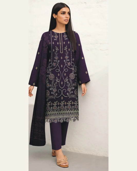 MIRAAL VOL#2 DHANAK UNSTITCHED EMB 3PC