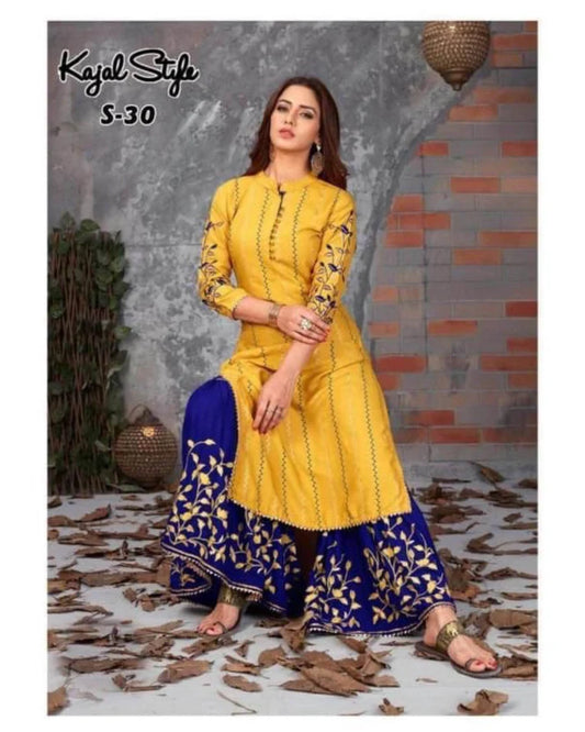 KAJAL STYLE LINEN UNSTICH EMB 2PC