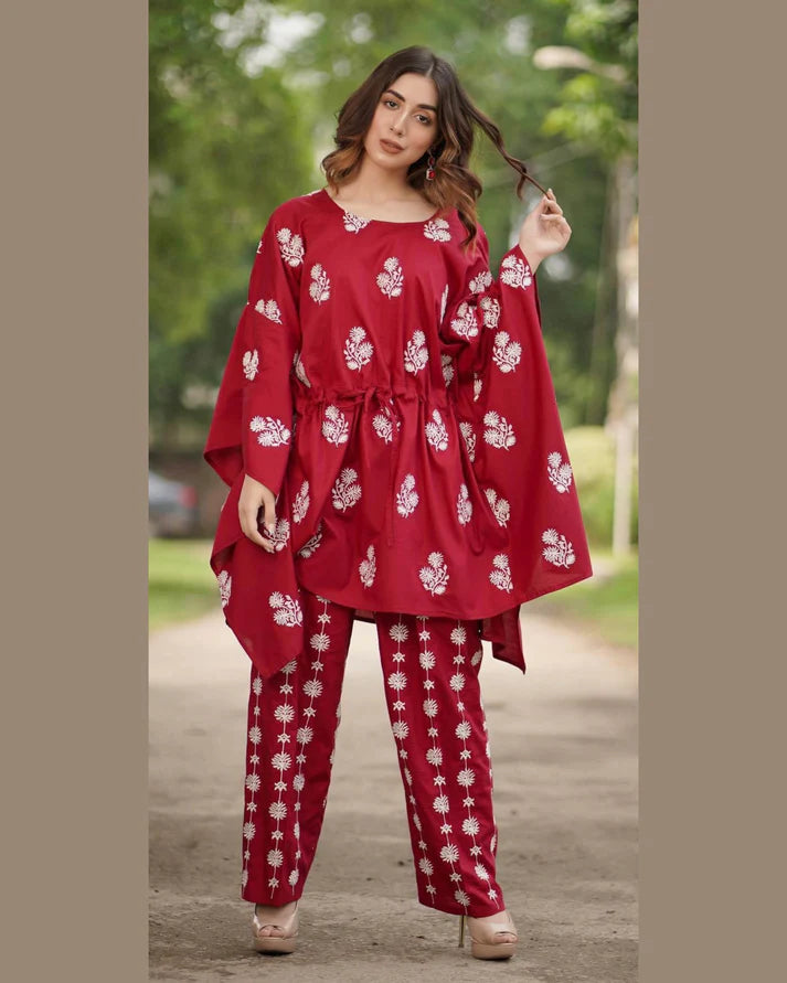 AKHROT LINEN UNSTITCHED EMB 2PC