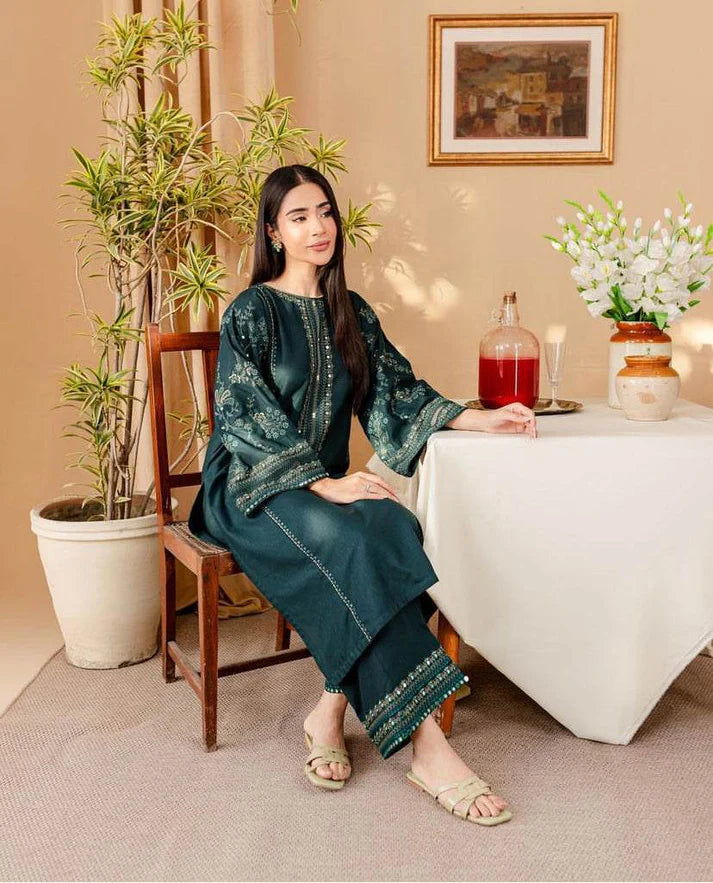 BATIK DHANAK LUXURY UNSTITCHED EMB 2PC