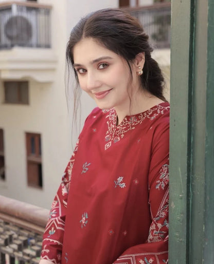 SAPPHIRE LINEN LUXURY UNSTITCHED EMB 2PC